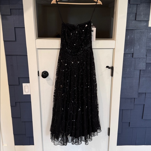 MAC DUGGAL Black Strapless Embellished A Line Dress - Picture 4 of 8